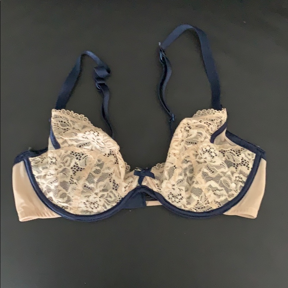 Elle Macpherson - Blue with Nude Lace Bra